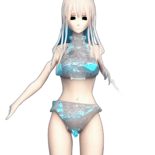 dress, robot, creature, jewelry, 3d render, concept art, vaporwave, anime transparent PNG cut-out