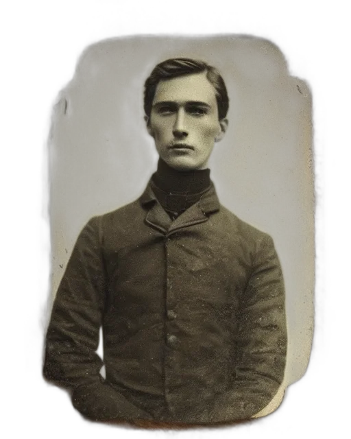 face, staff, jacket, hat, photorealistic, tintype, photo, dmitri transparent PNG cut-out