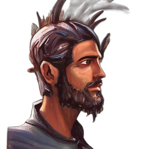 face, staff, mask, crown, fantasy art, concept art, watercolor, photorealistic transparent PNG cut-out