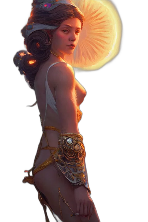 jewelry, dress, staff, crown, fantasy art, concept art, photorealistic, comic book art transparent PNG cut-out