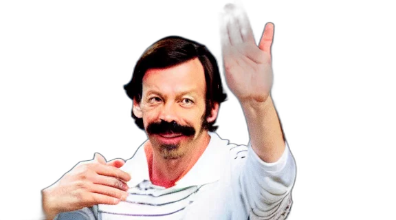 staff, face, animal, robot, photorealistic, ted, lasso, waving transparent PNG cut-out