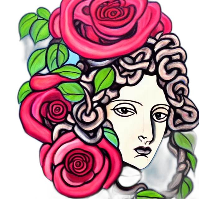 flower, jewelry, face, crown, cartoon, fantasy art, pixel art, concept art transparent PNG cut-out