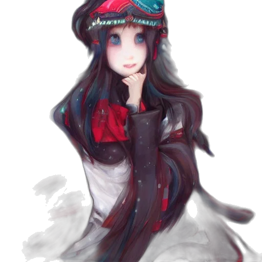 dress, hat, crown, staff, anime, pixel art, fantasy art, watercolor transparent PNG cut-out