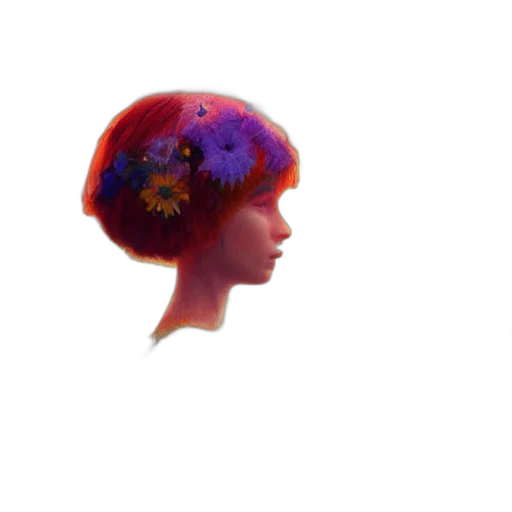 crown, hat, hair, face, 3d render, watercolor, concept art, vaporwave transparent PNG cut-out
