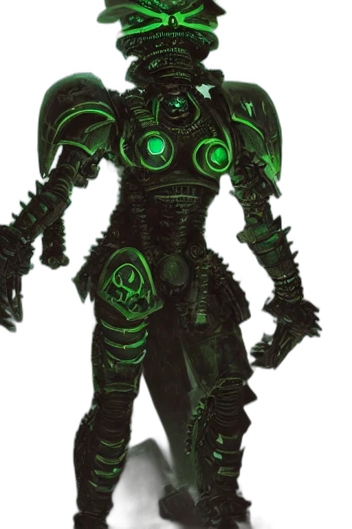 robot, creature, concept art, 3d render, cyberpunk, fantasy art, green, close transparent PNG cut-out
