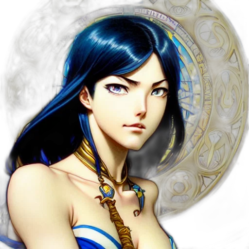 jewelry, face, fantasy art, concept art, anime, comic book art, blue, highly transparent PNG cut-out