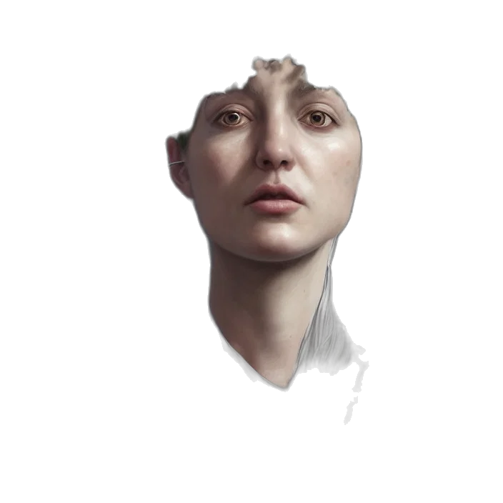 face, robot, mask, creature, concept art, photorealistic, 3d render, fantasy art transparent PNG cut-out