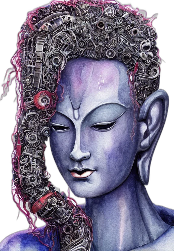 mask, face, robot, jewelry, watercolor, pencil sketch, concept art, fantasy art transparent PNG cut-out