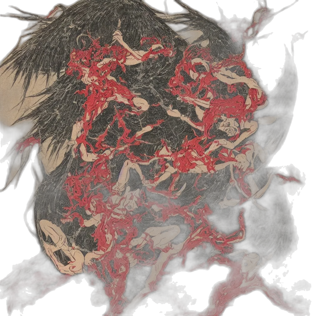 dragon, mask, hair, weapon transparent PNG cut-out