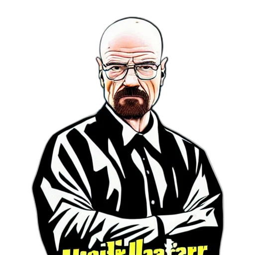 comic book art, cartoon, pixel art, concept art, walter, white, gta, poster transparent PNG cut-out