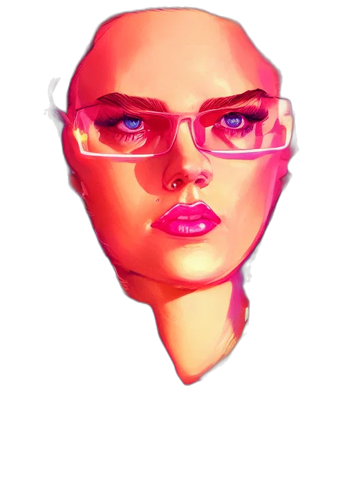 face, robot, mask, jacket, cyberpunk, vaporwave, photorealistic, watercolor transparent PNG cut-out