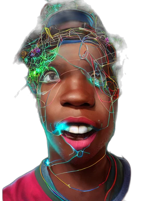 face, mask, robot, creature, cyberpunk, 3d render, concept art, photorealistic transparent PNG cut-out