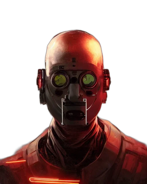 robot, mask, face, creature, cyberpunk, concept art, comic book art, 3d render transparent PNG cut-out