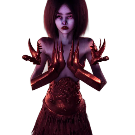 creature, staff, dress, mask transparent PNG cut-out