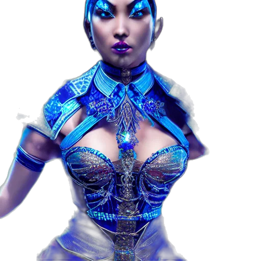 dress, robot, staff, jewelry, fantasy art, 3d render, concept art, cyberpunk transparent PNG cut-out