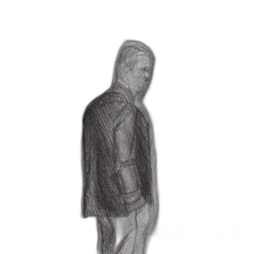 jacket, mask, staff, face, concept art, 3d render, pencil sketch, photorealistic transparent PNG cut-out