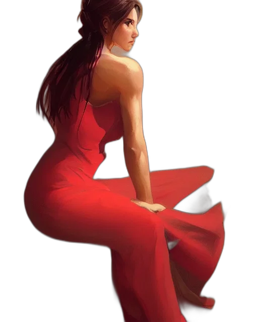 dress, staff, concept art, fantasy art, pixel art, photorealistic, red, elegant transparent PNG cut-out