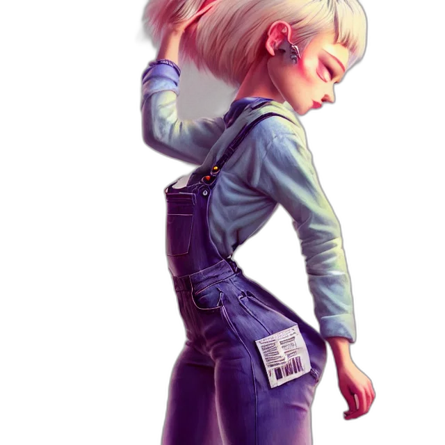 jacket, robot, hair, staff, concept art, cyberpunk, comic book art, fantasy art transparent PNG cut-out