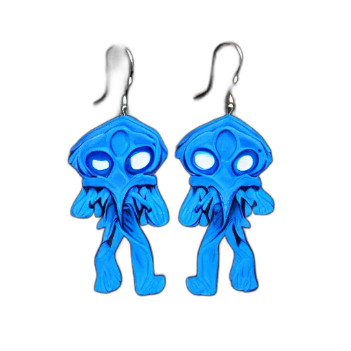 jewelry, 3d render, blue, demogorgon, wearing, earrings transparent PNG cut-out