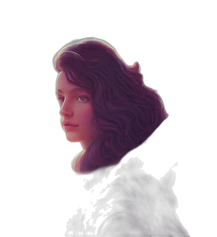 face, crown, robot, hair, photorealistic, pixel art, fantasy art, oil painting transparent PNG cut-out