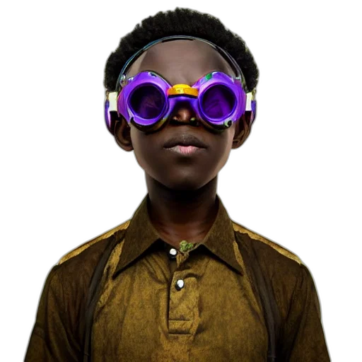 mask, face, staff, robot, 3d render, concept art, colourful, vfx transparent PNG cut-out
