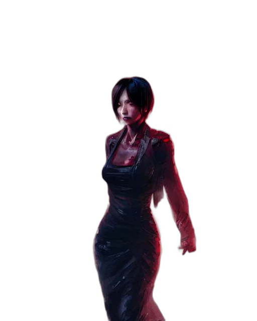 dress, staff, jacket, face, concept art, cyberpunk, 3d render, pixel art transparent PNG cut-out
