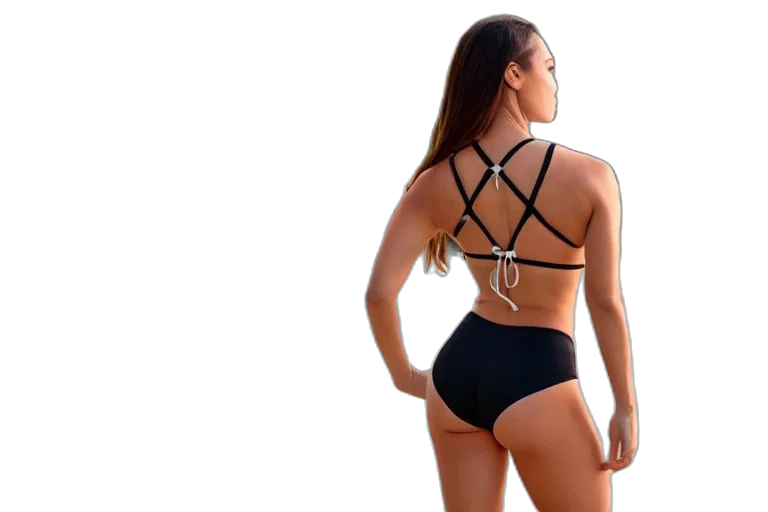 jacket, girl, bikiny, fit, body, chrome, reflect, ultra transparent PNG cut-out