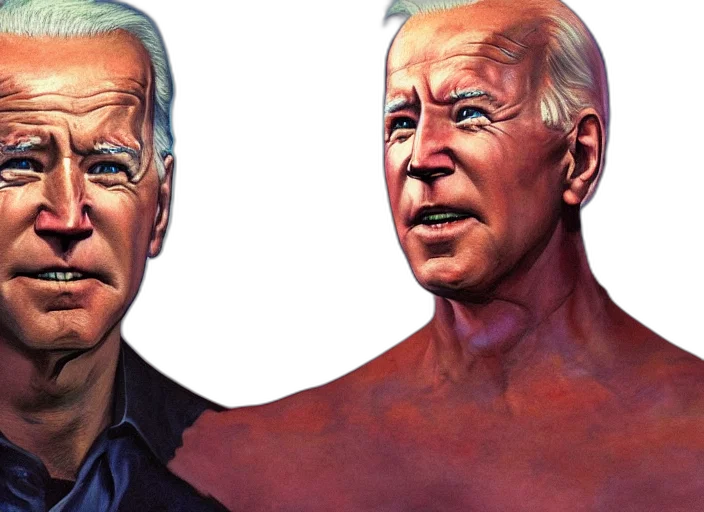 comic book art, joe, biden, glowing transparent PNG cut-out