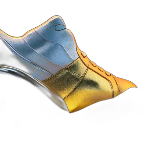 shoes, 3d render, photorealistic, golden transparent PNG cut-out