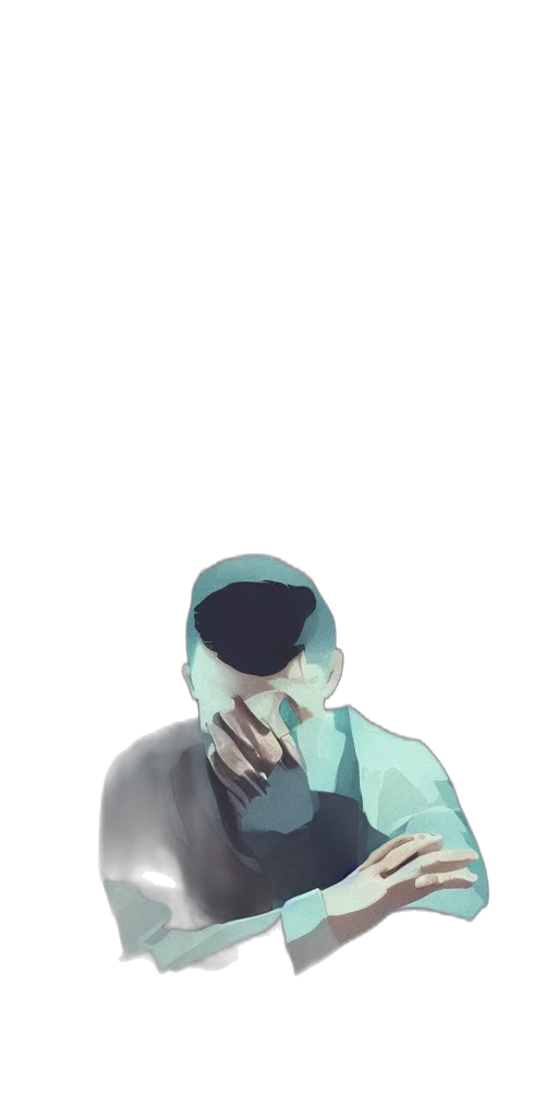 face, mask, hat, jacket, watercolor, vaporwave, pixel art, concept art transparent PNG cut-out