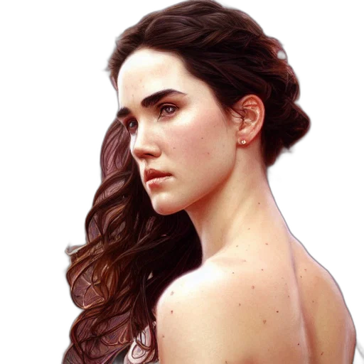dress, crown, face, hair, photorealistic, oil painting, fantasy art, concept art transparent PNG cut-out