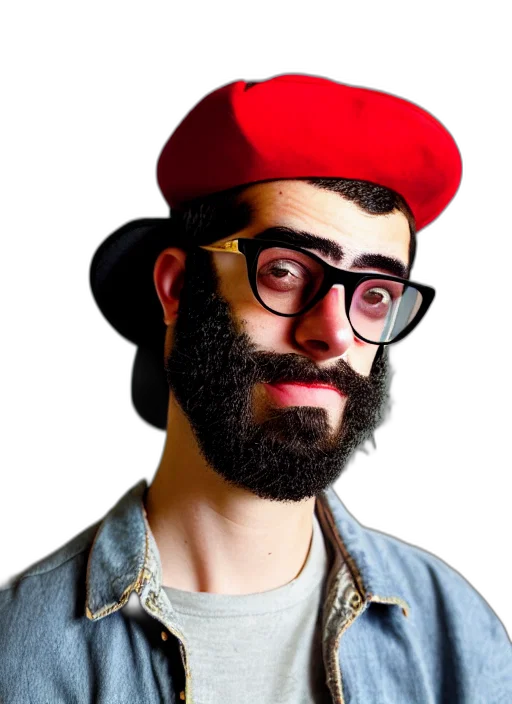 hat, face, staff, mask, photorealistic, cartoon, 3d render, concept art transparent PNG cut-out