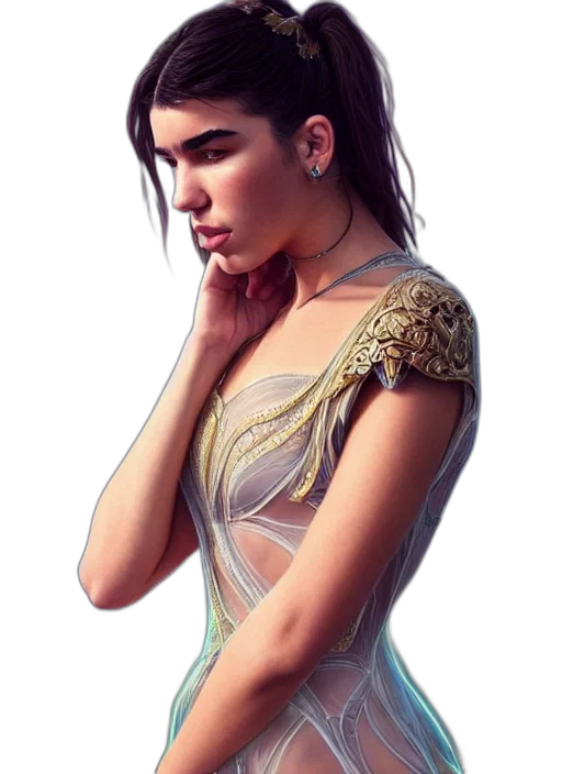 dress, jewelry, face, fantasy art transparent PNG cut-out