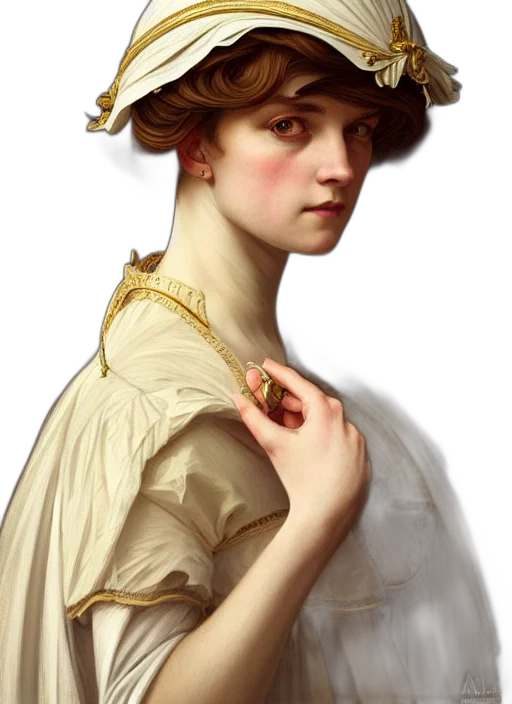 dress, face, hat, jewelry, photorealistic, oil painting, concept art, fantasy art transparent PNG cut-out