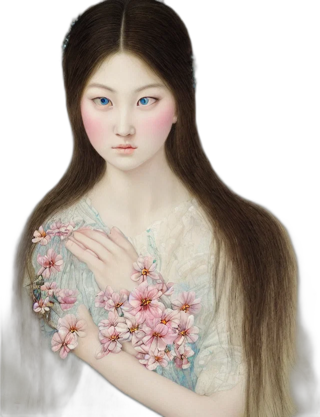 face, dress, jewelry, photorealistic, oil painting, fantasy art, 3d render, forest transparent PNG cut-out