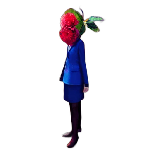 jacket, flower, hat, dress, concept art, vaporwave, 3d render, pixel art transparent PNG cut-out