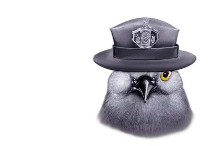 hat, staff, animal, photorealistic, concept art, bird, cop, digital transparent PNG cut-out