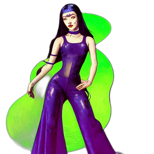dress, concept art, fantasy art, comic book art, 3d render, neon lights, neon, green transparent PNG cut-out