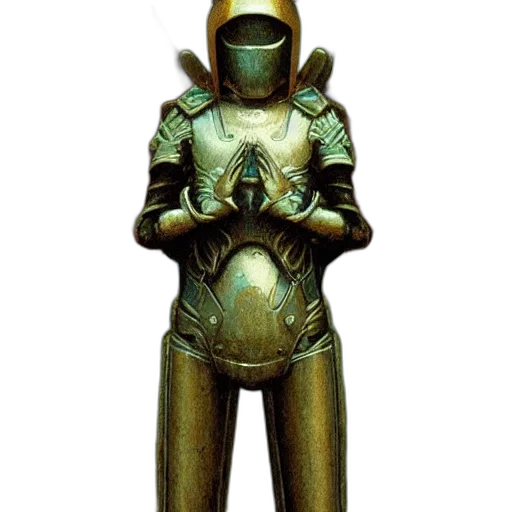 robot, mask, staff, sword, concept art, 3d render, fantasy art, pixel art transparent PNG cut-out