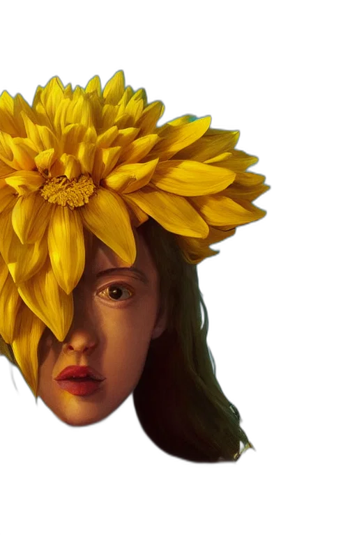 crown, flower, face, mask, photorealistic, oil painting, fantasy art, 3d render transparent PNG cut-out