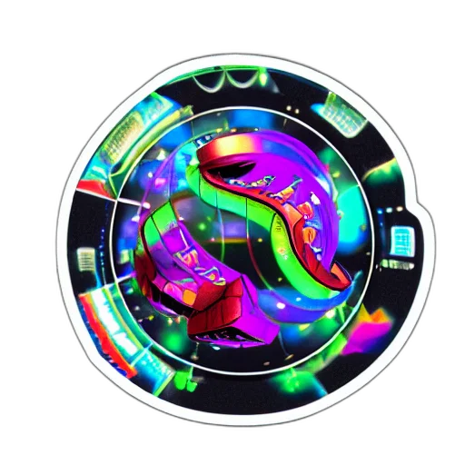 concept art, pixel art, cyberpunk, outer space, neon, colorful, sticker, rock transparent PNG cut-out