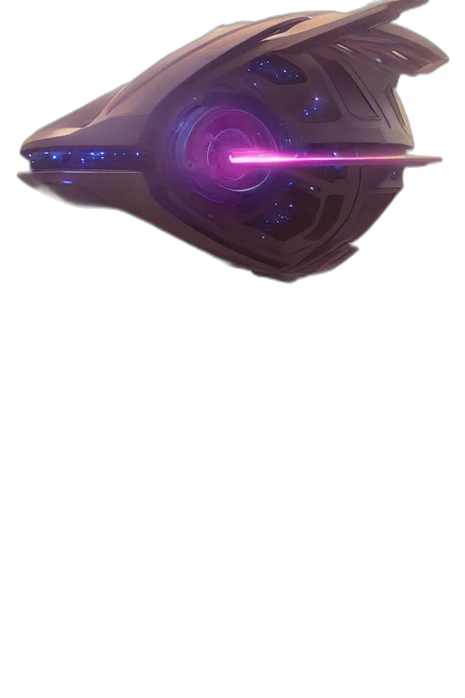 weapon, hat, robot, staff, concept art, 3d render, cyberpunk, vaporwave transparent PNG cut-out