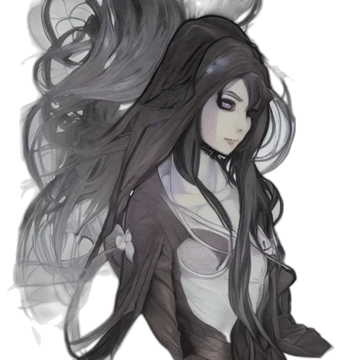 staff, mask, hair, creature, concept art, fantasy art, pixel art, anime transparent PNG cut-out