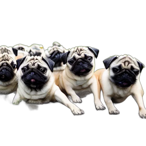 animal, photorealistic, 3d render, pug transparent PNG cut-out