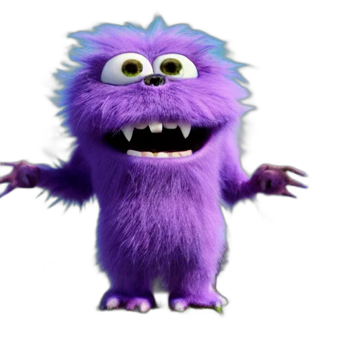 creature, animal, staff, face, 3d render, concept art, purple, fluffy transparent PNG cut-out