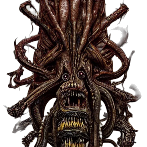 creature, mask, staff, face, concept art, comic book art, fantasy art, 3d render transparent PNG cut-out
