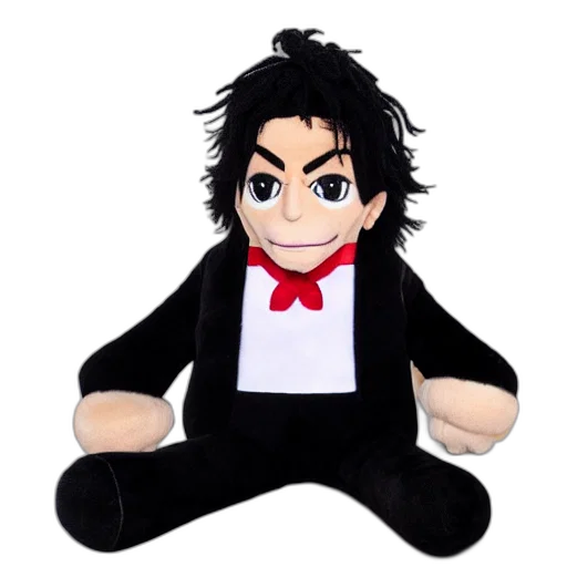 cartoon, anime, 3d render, concept art, michael, jackson, plush, toy transparent PNG cut-out