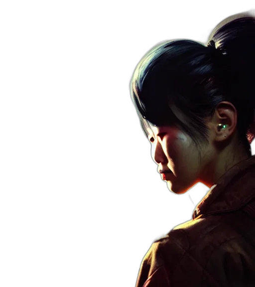 face, jacket, staff, weapon transparent PNG cut-out