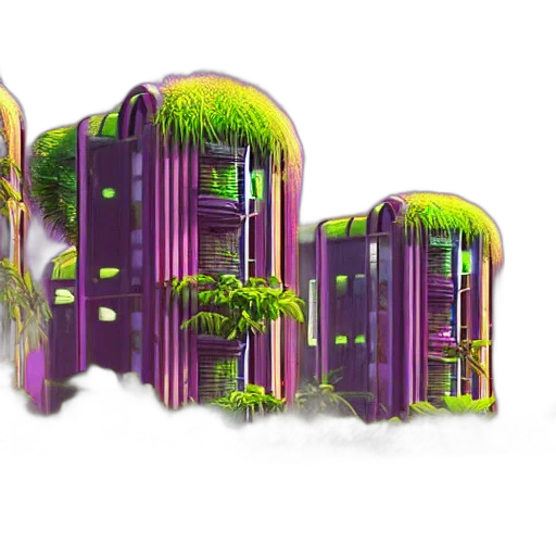 building, 3d render, concept art, vaporwave, pixel art, neon lights, outer space, neon transparent PNG cut-out