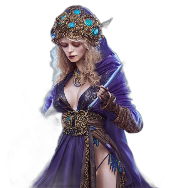 dress, jewelry, sword, fantasy art transparent PNG cut-out